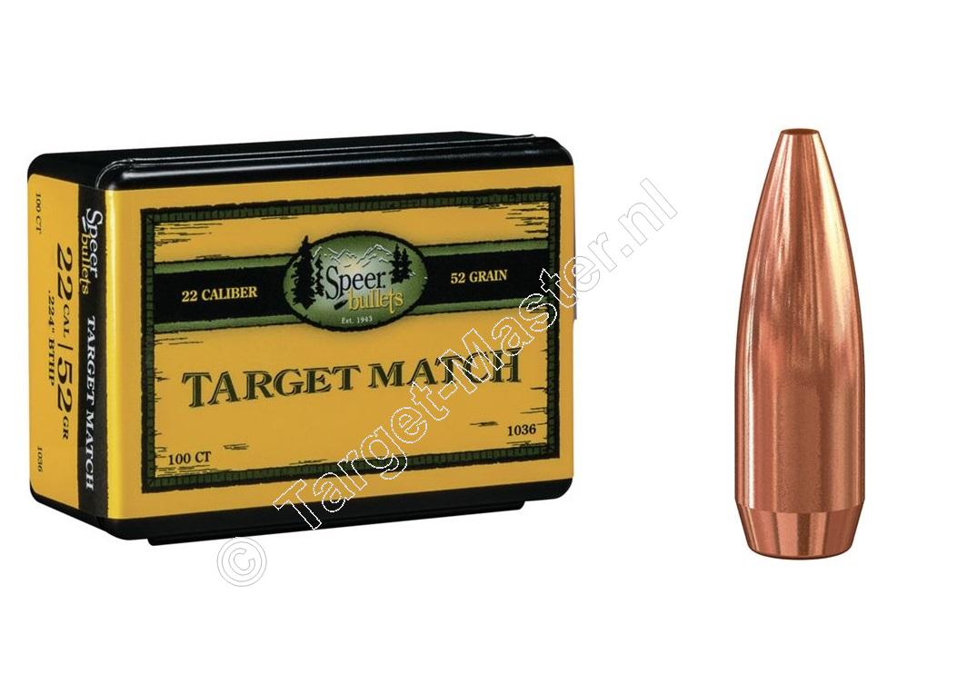 Speer TARGET MATCH Bullets .22 caliber 52 grain box of 100